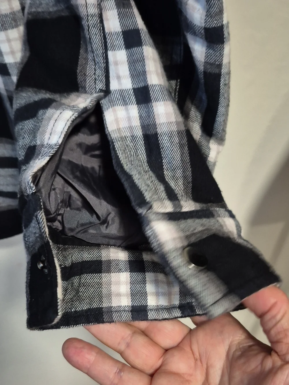 Vtg Big Mac Men's Jacket Black and White Plaid Flannel Sherpa Lined Sz L